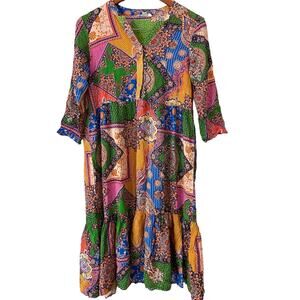 Colorful Patchwork Midi Dress